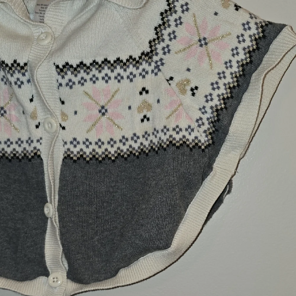 Gymboree Cream and Gray Hooded Cape Poncho Sweater Jacket LOT R1